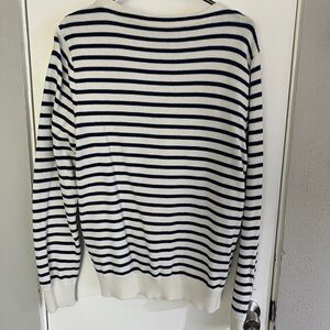 J. Crew Men's Boatneck Sweater - Navy and White Stripes